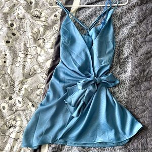 Light blue wrap mini dress